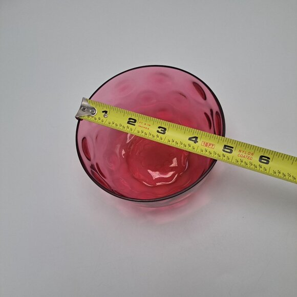 LG Wright Glass Thumbprint Cranberry Bowl - Picture 7 of 9
